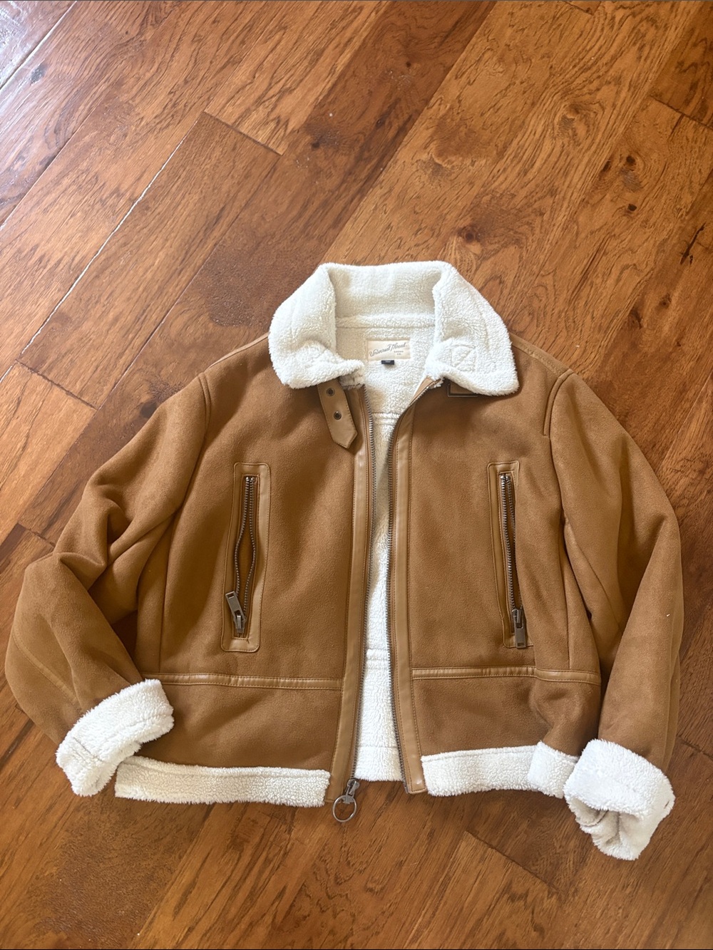 Universal Thread Tan Faux-Shearling Trim Jacket